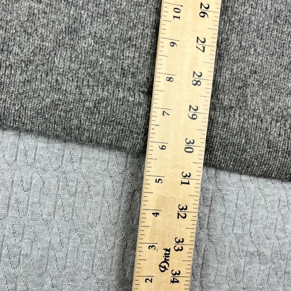 Vintage J. Crew Sweater Mens XL Gray Black 100% Wool Quarter Zip Raglan Pullover